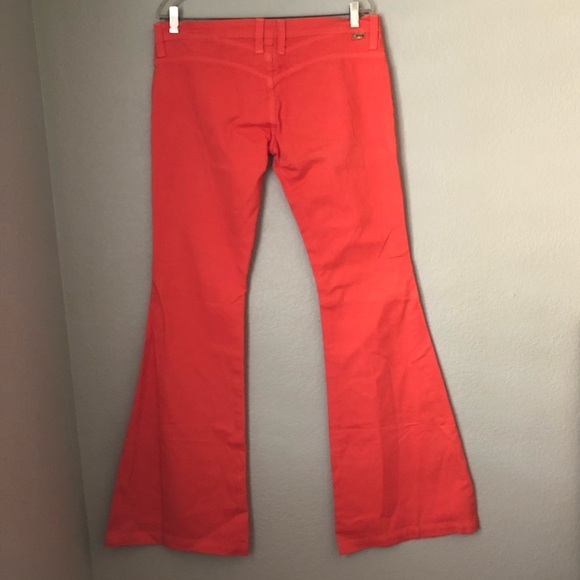 Y2K Dittos Orange? Coral Super Flared Jeans Low Rise Size 30 - Picture 2 of 11